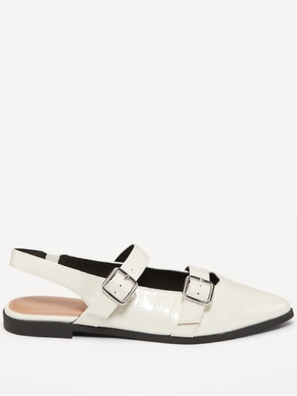 Old Navy White Slingback Buckle Mary Jane Flats Sz 9